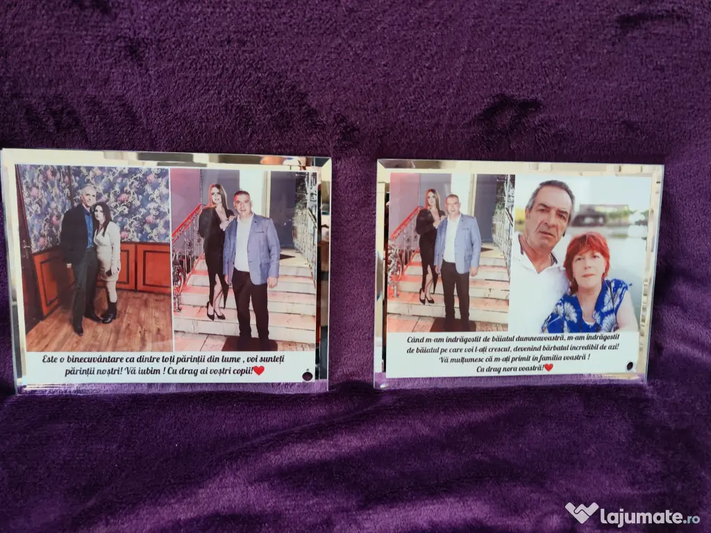 Tablou de sticla personalizat cu poza si text 