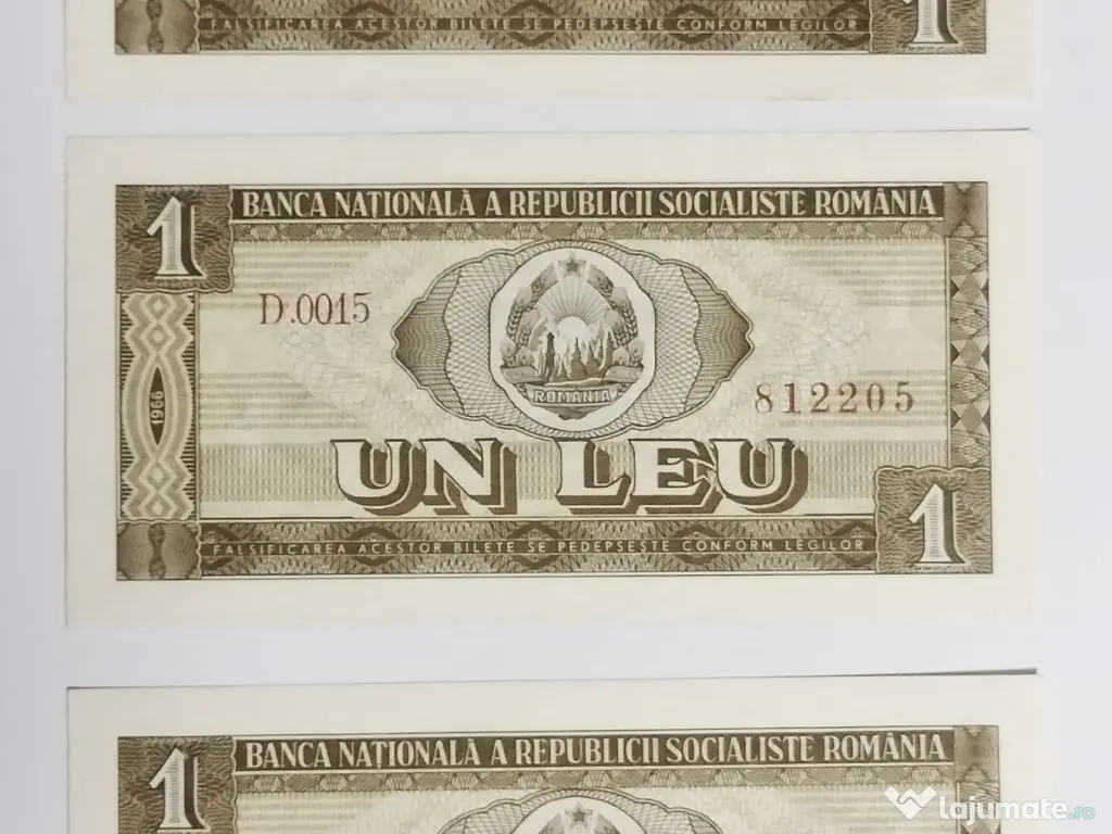 SET RAR 3 Bancnote SUCCESIVE 1 LEU 1966 - Stare Perfectă UNC 