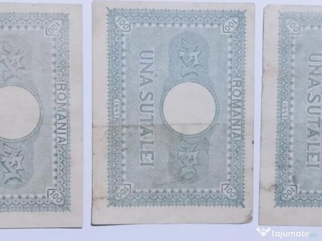 Trei Bancnote de 100 Lei 1945 