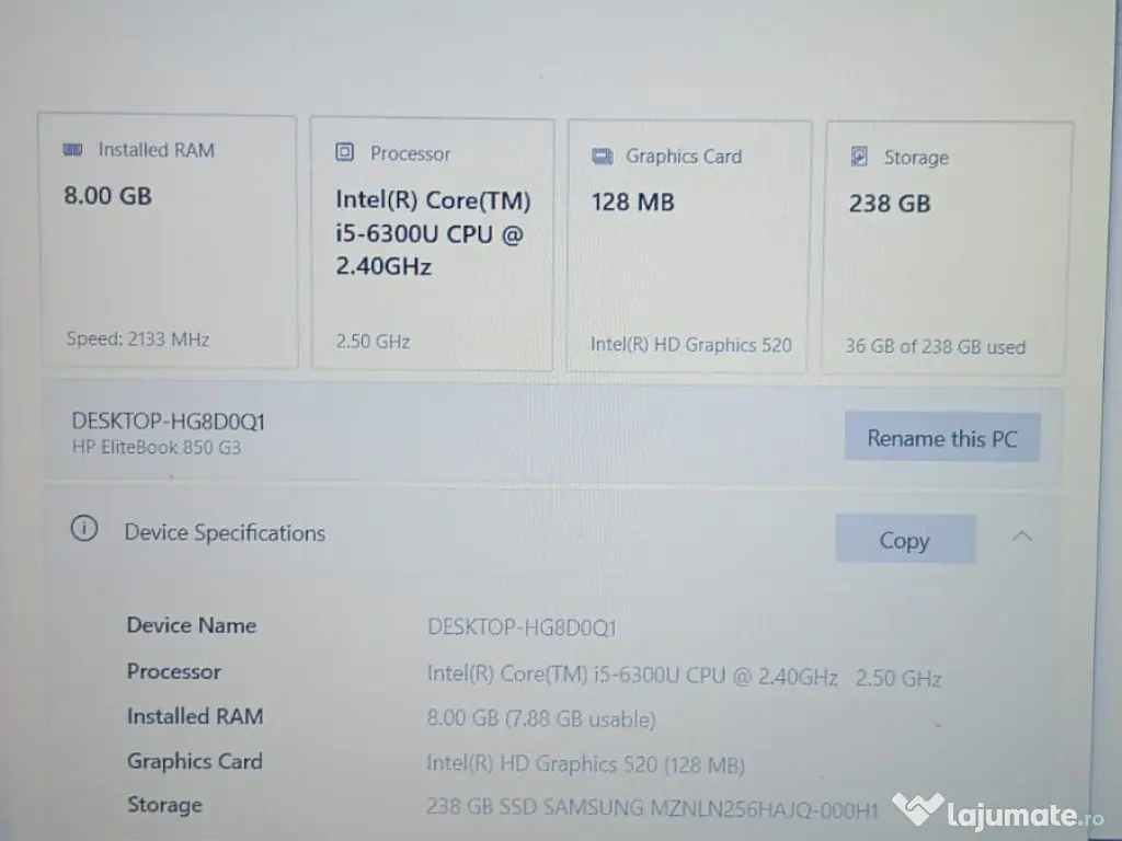 Laptop HP EliteBook 850 G3 + Docking station + geanta laptop HP 