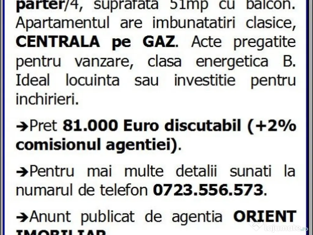 Sat Vacanta, Tomis Nord, de vanzare 2 camere, parter, gaze 