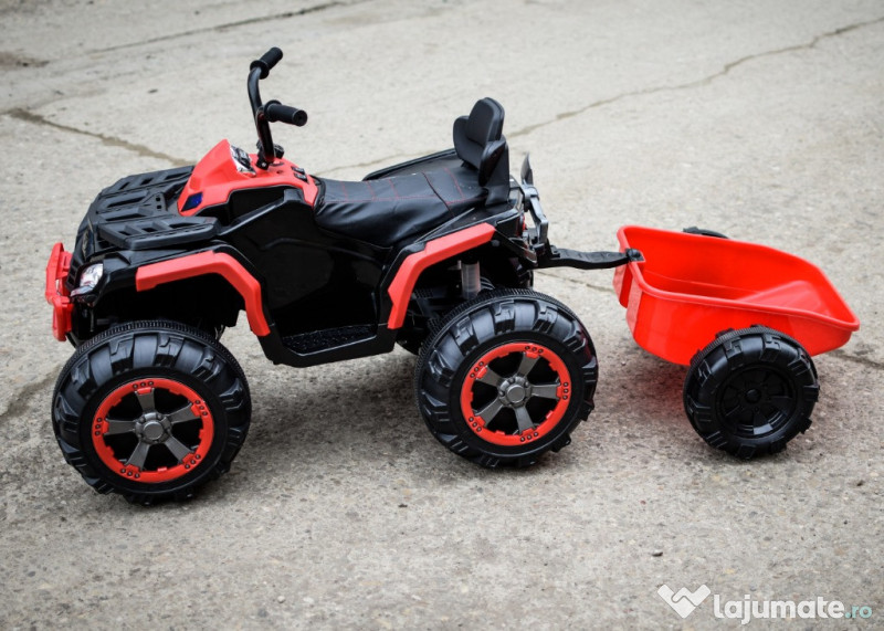 ATV electric Offroad 2x35W 12V cu remorca inclusa Rosu