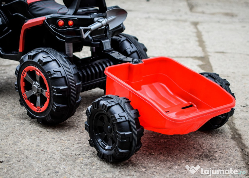 ATV electric Offroad 2x35W 12V cu remorca inclusa Rosu