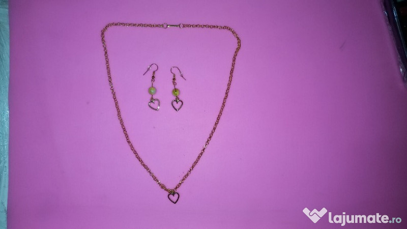 Set Cadou! Set bijuterii Fashion Colier+Cercei cu inimioare,Hand-made