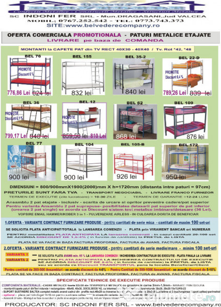 Paturi metalice etajate - OFERTA PROMOTIONALA 