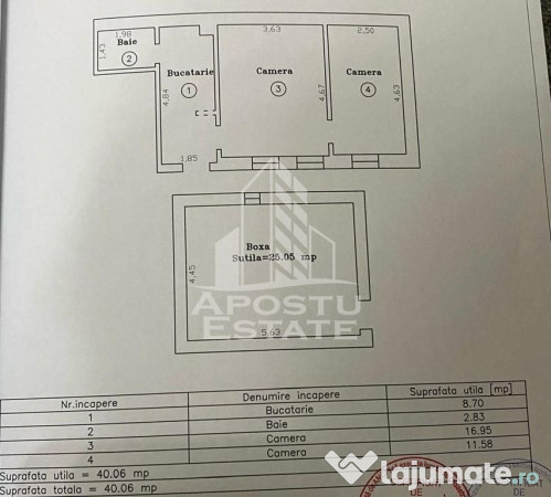 Apartament 2 camere, curte comuna,zona Traian 