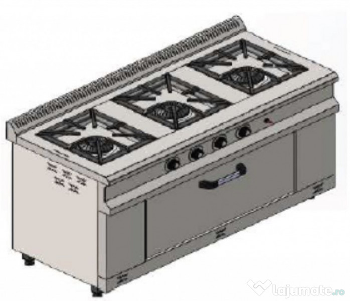 Aragaze inox profesionale cu 2, 3, 4 focuri cu cuptor 
