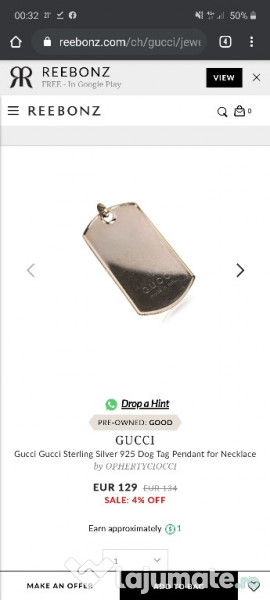 Dog tag Gucci Argint Original