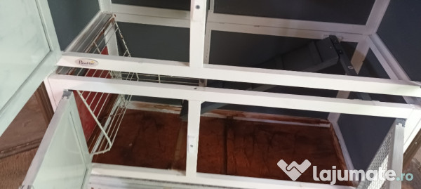 Cușcă de iepuri exterior noua nouța, cu etaj, cu tăvițe și scărițe. 