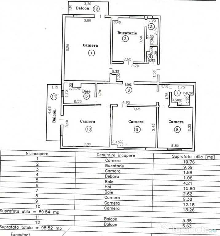 Apartament 4 camere, 2 bai, 2 balcoane,centrala proprie, ... 