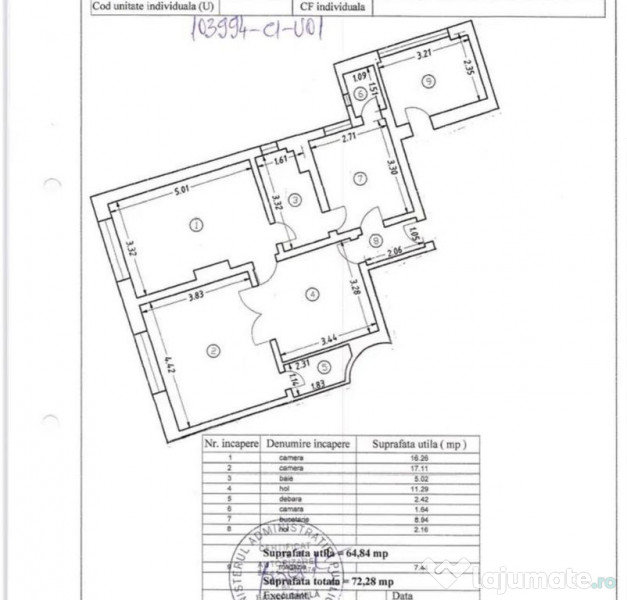 Apartament 3 camere zona Central 