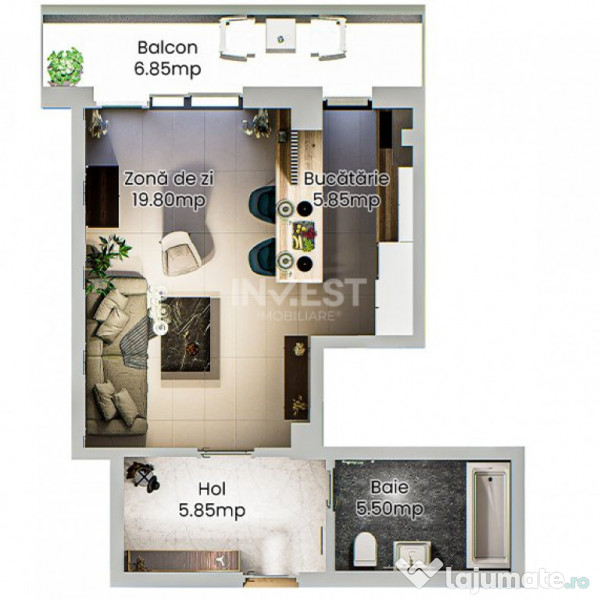 Apartament 1 cameră - spațios într-un complex rezidenția