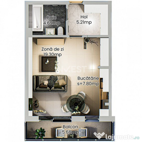 Apartament 1 cameră - spațios într-un complex rezidenția