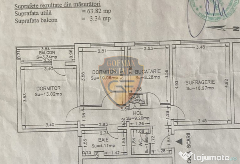 3 camere, lux, zona DACIA - Bd. Lapusneanu, balcon, 67 mp, g