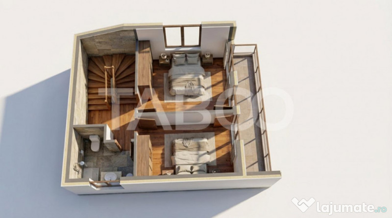 Apartament cu 3 camere 2 bai 2 balcoane si pod in zona Turn 