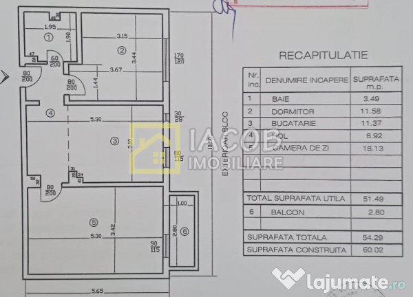 Apartament decomandat, 2 camere, etaj 3, str. Milcov , Bacau
