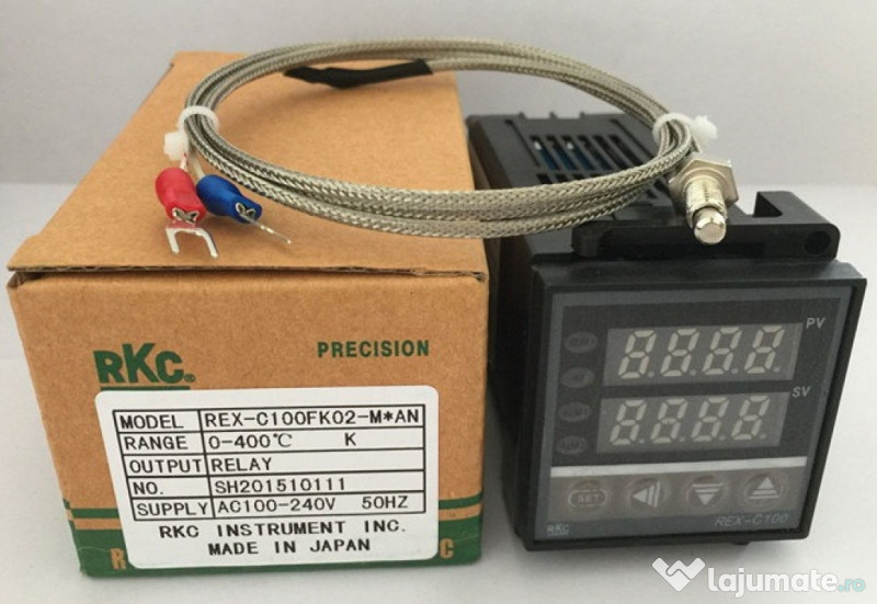 Termostat Digital REX-C100 FK02-M*AN Original RKC Japan cu Sonda 