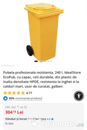 Tomberoane menajere, disponibile în două dimensiuni 