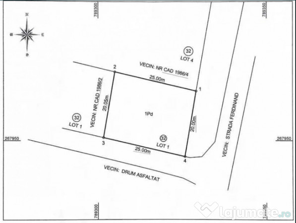 Teren 500mp JUPITER–str.FERDINAND colț str.CAROL-vedere la mare et.1 