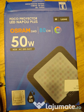 Proiector RGB Napoli Plus, LED OSRAM 50W IP65, Telecomanda 