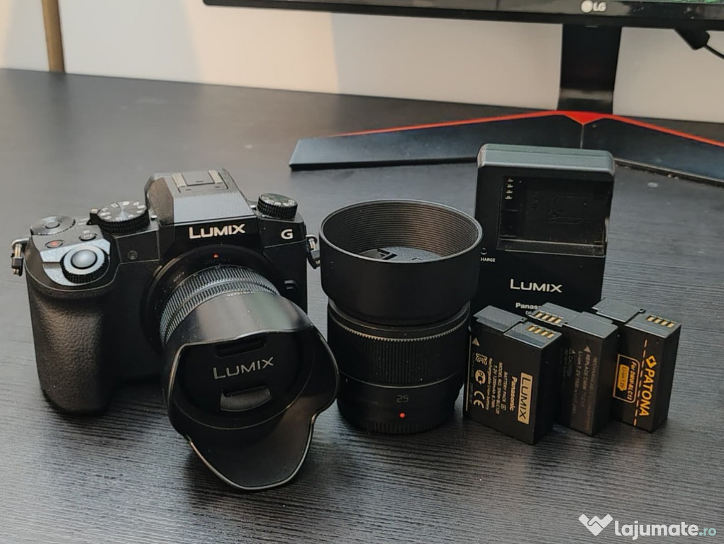 Panasonic Lumix G7 (3950 cadre) + 25mm f/1.7 + 14-42mm + Accesorii 