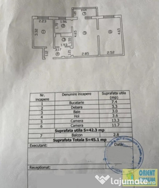 Inel 2, apartament 3 camere, etaj 1, gaze, vanzari Constanta 