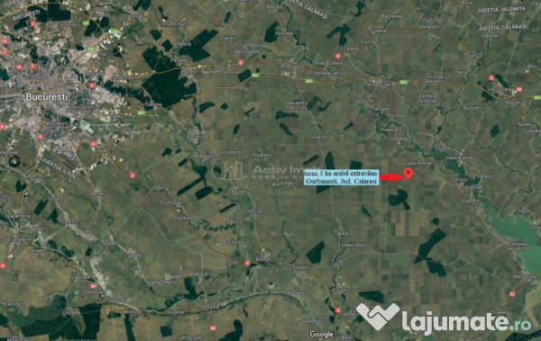 Arabil cultivat, canal irigatii, UAT Gurbanesti spre Nana si