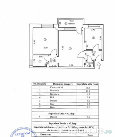 - Etaj 1 - Apartament 2 camere Calea Galati, confort 1 semid 