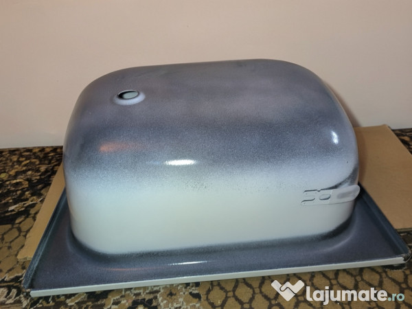 Cada Roca dreptunghiulară 100x70 cm albă din oțel emailat 