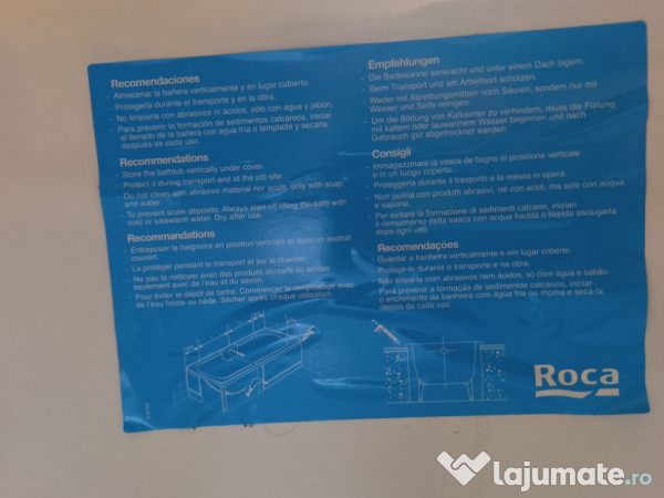 Cada Roca dreptunghiulară 100x70 cm albă din oțel emailat 