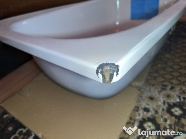 Cada Roca dreptunghiulară 100x70 cm albă din oțel emailat 