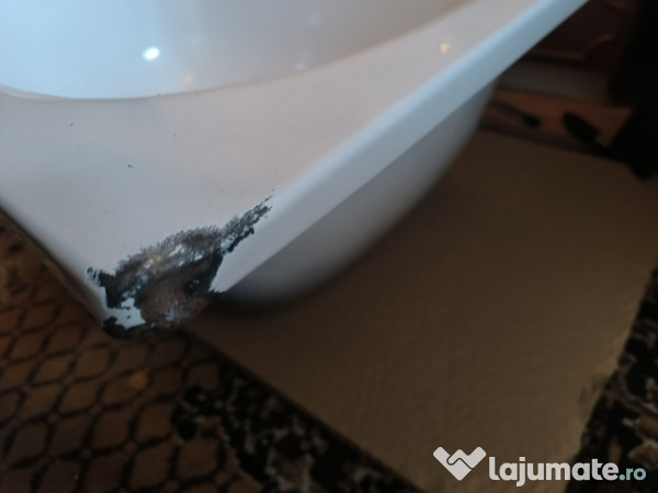 Cada Roca dreptunghiulară 100x70 cm albă din oțel emailat 