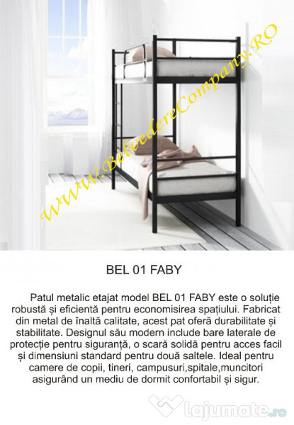 Pat Metalic Etajat Model BEL 01 FABY – În Stoc – Livrare Rapidă! 