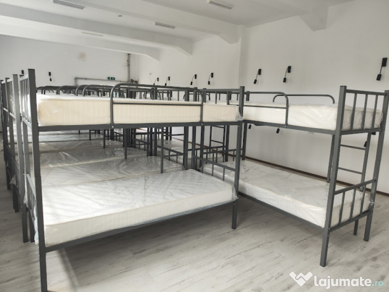 Paturi Metalice etajate in stoc ideale pentru muncitori!
