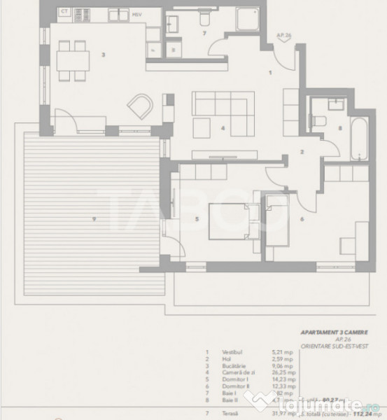 Penthouse 80 mp utili terasa 32 mp zona Turnisor Sibiu 