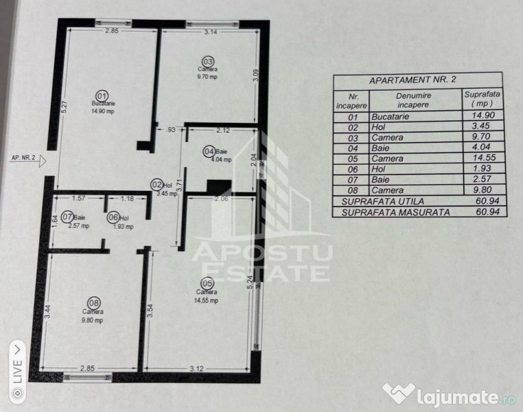 Apartament 3 camere, parter, zona Lipovei 