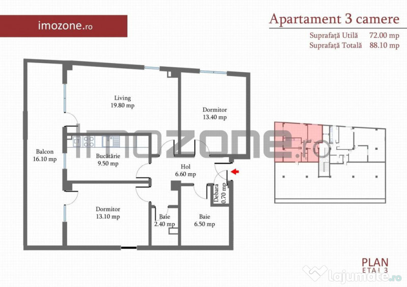Ap 3 cam + Terasa, 88 mp, dec., etaj 3/4, Militari-Margel... 