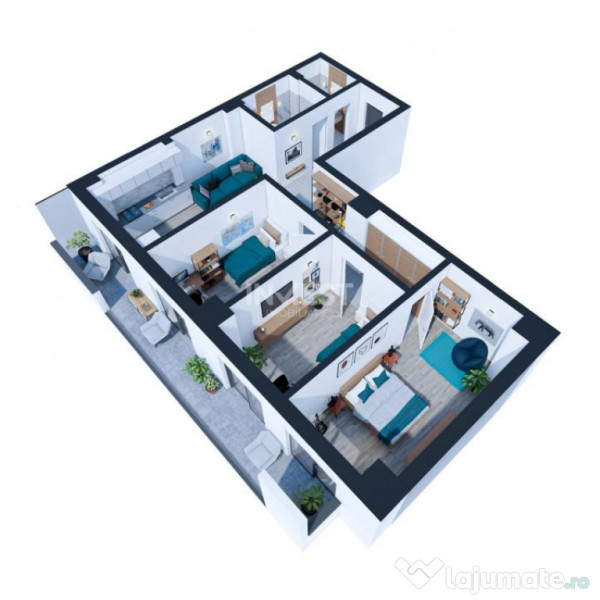 APARTAMENT 4 CAMERE, 103 MP, ETAJ INTERMEDIAR, NICOLINA, COM 