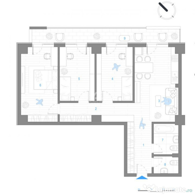 APARTAMENT 4 CAMERE, 103 MP, ETAJ INTERMEDIAR, NICOLINA, COM 