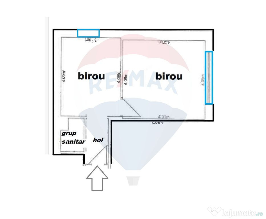 Birou de închiriat Brașov 35 mp, Uzina 2, cu parcare