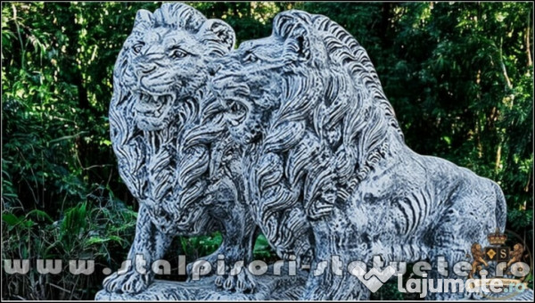 Set statuete lei gigant, gri antichizat, model S66. 