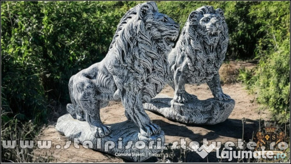 Set statuete lei gigant, gri antichizat, model S66. 