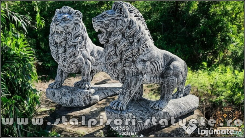 Set statuete lei gigant, gri antichizat, model S66. 