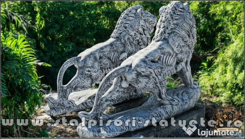 Set statuete lei gigant, gri antichizat, model S66. 