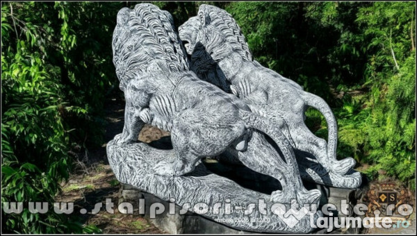 Set statuete lei gigant, gri antichizat, model S66. 