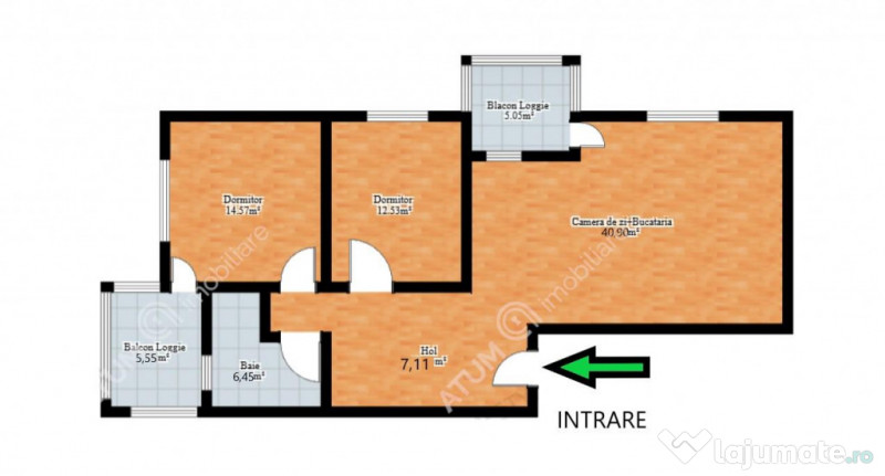 Apartament de 3 camere cu 2 balcoane etaj 2 situat in zona S 