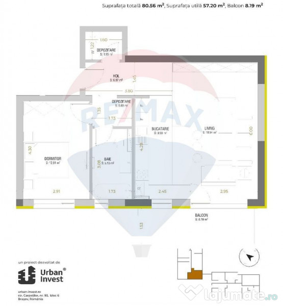 Apartament de 2 camere, 57.2 utili | Urban Plaza 