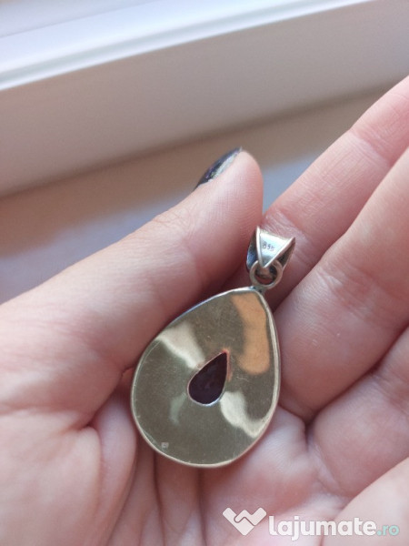 Pandantiv argint 4cm cu piatra zirconiu