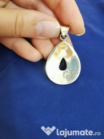 Pandantiv argint 4cm cu piatra zirconiu