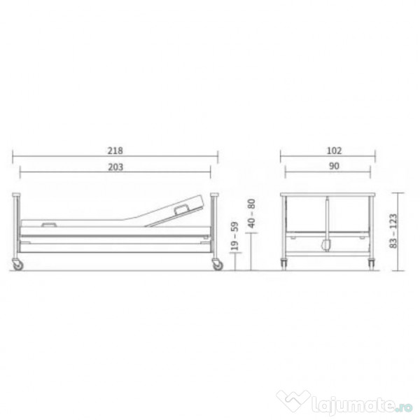 Pat Electric Medical cu telecomandă, reglabil in multe sectii